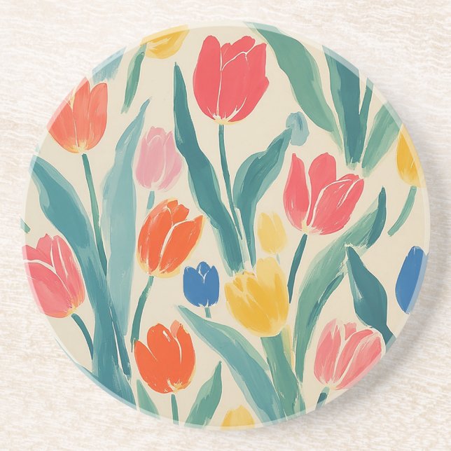 Dessous De Verre En Grès Éclat printanier des tulipes (Devant)