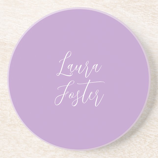 Dessous De Verre En Grès Écriture manuscrite Nom élégant Couleur Lilac (Devant)