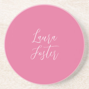 Dessous De Verre En Grès Écriture manuscrite Nom élégant Couleur rose