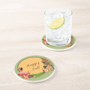 Dessous De Verre En Grès Écureuil et nature avec texte personnalisable