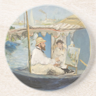 Dessous De Verre En Grès Edouard Manet - Monet Peinture sur son Studio Boat