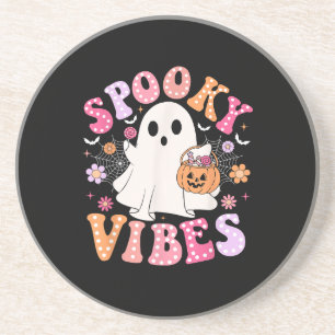 Dessous De Verre En Grès Éffrayant Vibes Ghost Retro Halloween Super