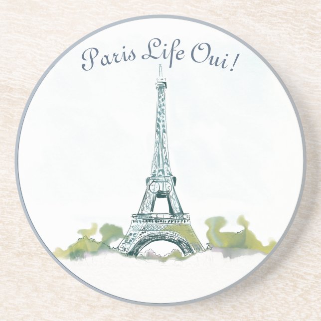 Dessous De Verre En Grès Eiffel Tour Paris Stylo et encre (Devant)