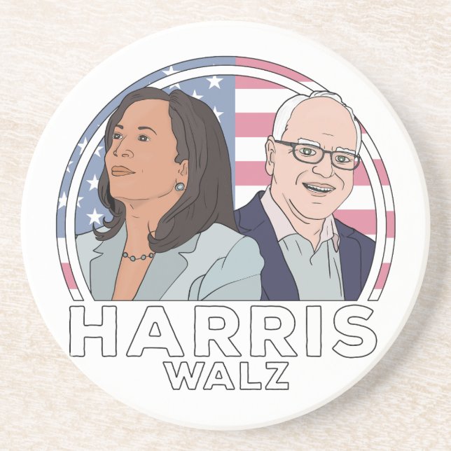 Dessous De Verre En Grès Élection de Harris Walz (Devant)