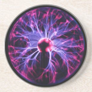 Dessous De Verre En Grès Électricité violette éminant à partir d'une lampe