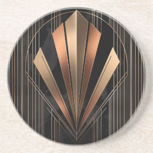 Dessous De Verre En Grès Élégance Géométrique Métallique Art Déco