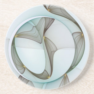 Dessous De Verre En Grès Élégance moderne abstraite turquoise marron or