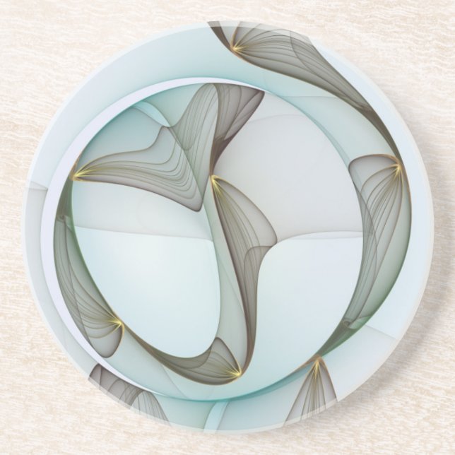Dessous De Verre En Grès Élégance moderne abstraite turquoise marron or (Devant)