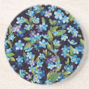 Dessous De Verre En Grès Elégance Oublier-Me-Pas Motif Floral