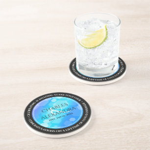 Dessous De Verre En Grès Élégant 41ème anniversaire Mariage de Topaz Bleu