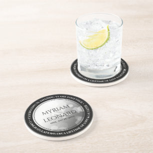 Dessous De Verre En Grès Élégant 70e anniversaire de Mariage Platinum