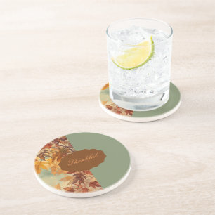 Dessous De Verre En Grès Élégant,Action de grâce, Feuilles d'automne,Rustiq