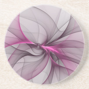 Dessous De Verre En Grès Élégant Chaos Moderne Art Fractal Abstrait Rose