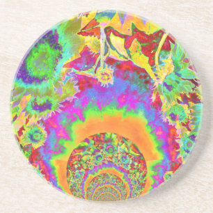 Dessous De Verre En Grès Élégant chou bohème rétro tournesol