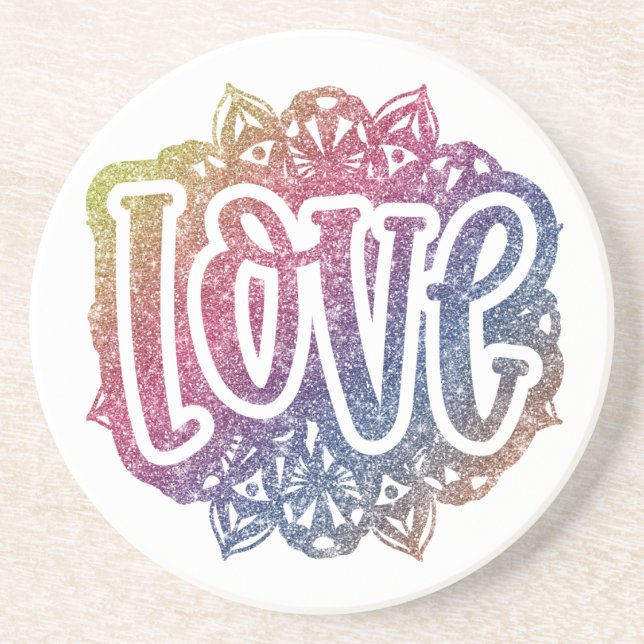 Dessous De Verre En Grès Élégant Citation d'amour Parties scintillant Étinc (Devant)