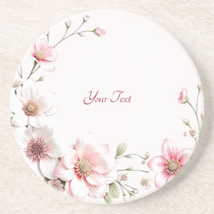 Dessous De Verre En Grès Élégant Dessous de verre de grès rose blanc