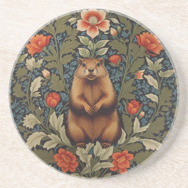 Dessous De Verre En Grès Elégant fond de terre William Morris inspiré (Devant)
