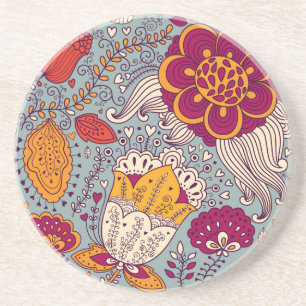 Dessous De Verre En Grès Élégant Fond Floral Vintage