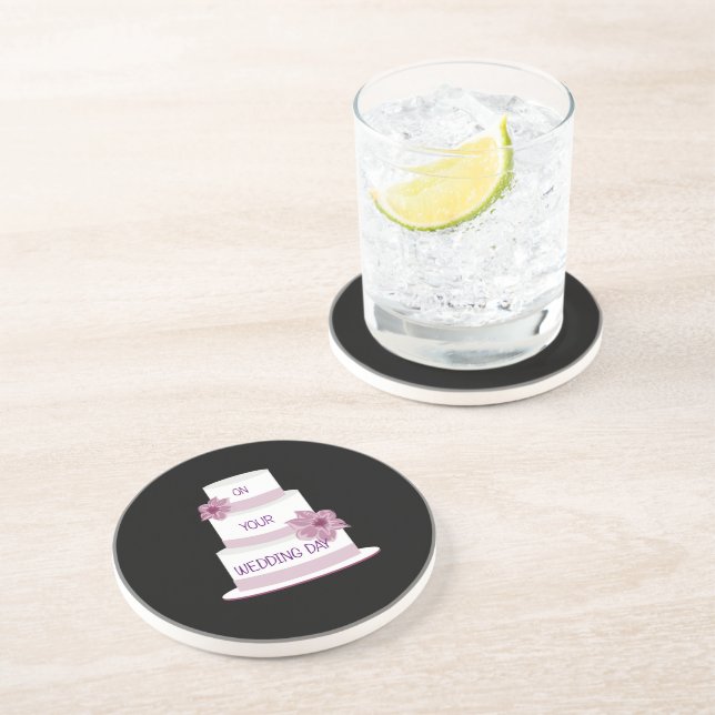 Dessous De Verre En Grès Élégant gâteau de mariage (Côté)