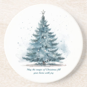 Dessous De Verre En Grès Élégant hiver Wonderland sapin de Noël