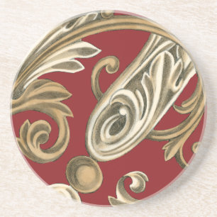 Dessous De Verre En Grès Elégant Motif Botanique avec Foliage Tan