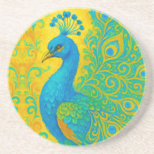 Dessous De Verre En Grès Elégant Peacock Turquoise Décoratif
