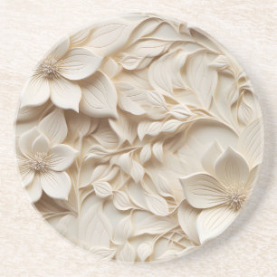 Dessous De Verre En Grès Élégant relief floral 3D incorporé