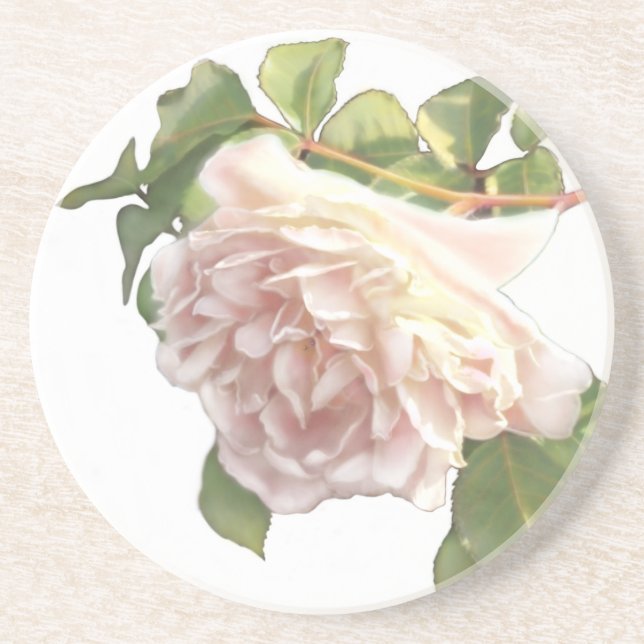 Dessous De Verre En Grès Elégant rose à fleurs blanc peachy orange foncé (Devant)