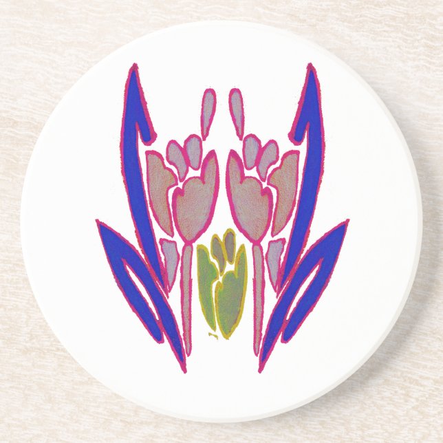 Dessous De Verre En Grès Elégante aquarelle Rose Imprimer (Devant)