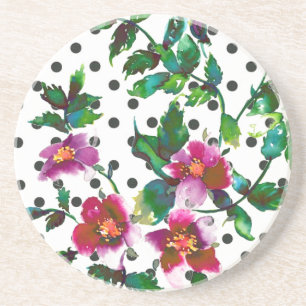 Dessous De Verre En Grès Elégante couleur magenta rose rose pois