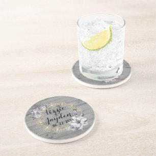 Dessous De Verre En Grès Élégante couronne florale Mariage rustique