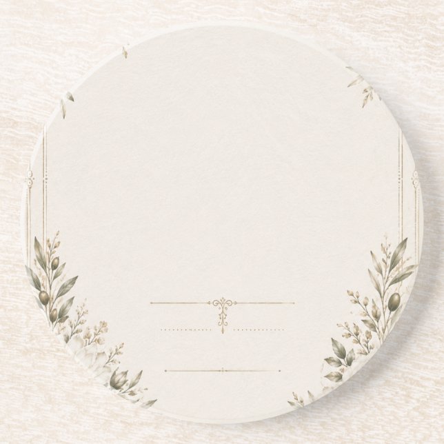 Dessous De Verre En Grès Élégante invitation de mariage en ivoire avec cham (Devant)