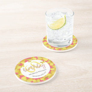 Dessous De Verre En Grès Élégante Parties scintillant Gold Butterfly Callig