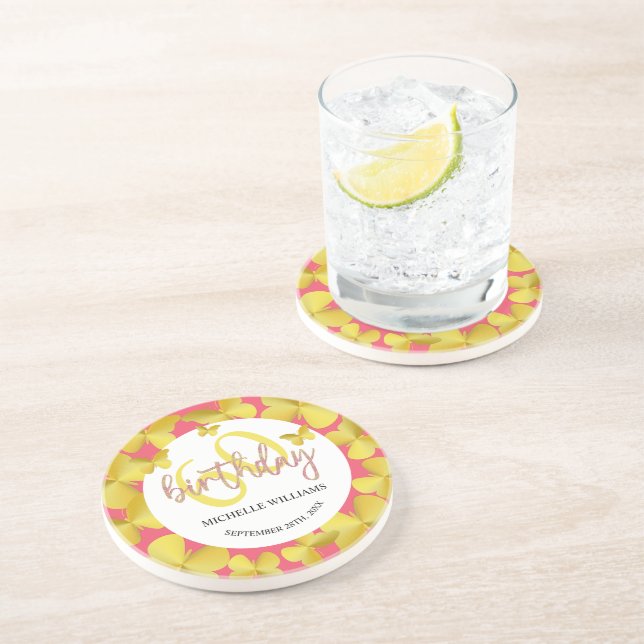 Dessous De Verre En Grès Élégante Parties scintillant Gold Butterfly Callig (Côté)