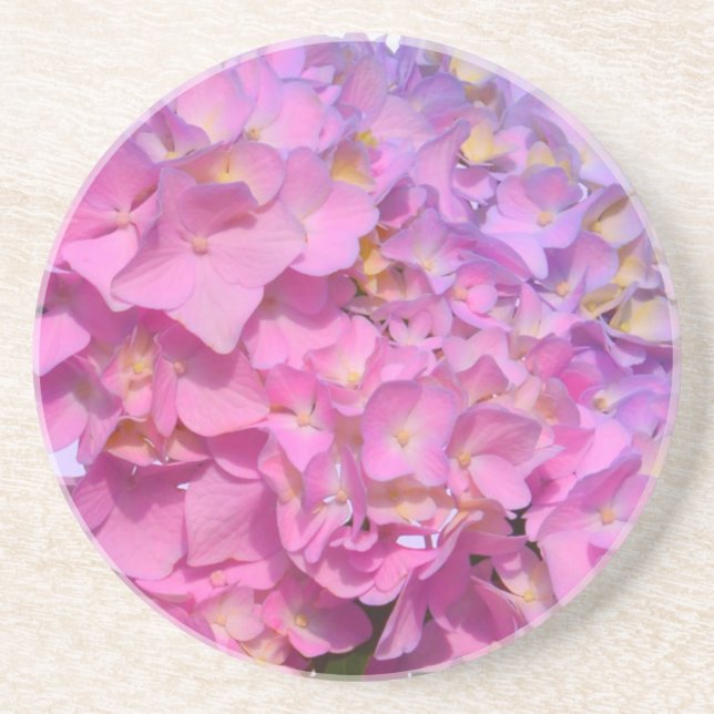Dessous De Verre En Grès Elégantes hydrangées florales violettes rose (Devant)