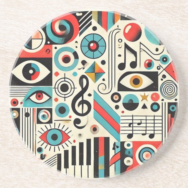 Dessous De Verre En Grès Éléments musicaux et artistiques (Devant)