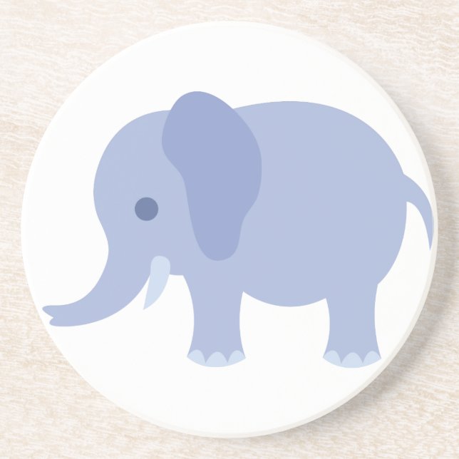 Dessous De Verre En Grès Éléphant adorable de bébé bleu (Devant)