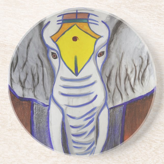 Dessous De Verre En Grès Eléphant blanc (Devant)