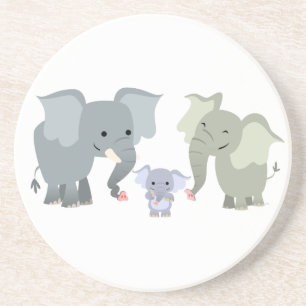 Dessous De Verre En Grès Éléphant de dessin animé mignon Set de Table
