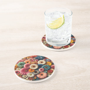 Dessous De Verre En Grès Élevez Votre Espace Fleur Gerbera Daisy Floral Col