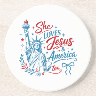 Dessous De Verre En Grès Elle aime Jésus et l'Amérique aussi le 4 juillet C