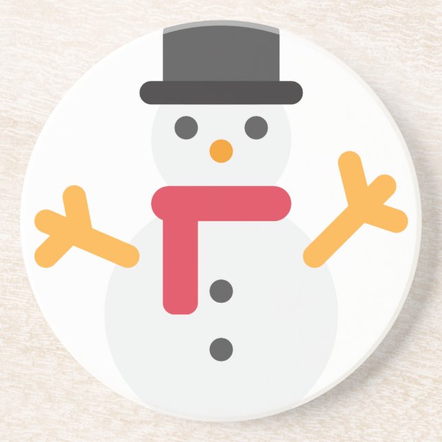 Dessous De Verre En Grès emoji bonhomme de neige (Devant)