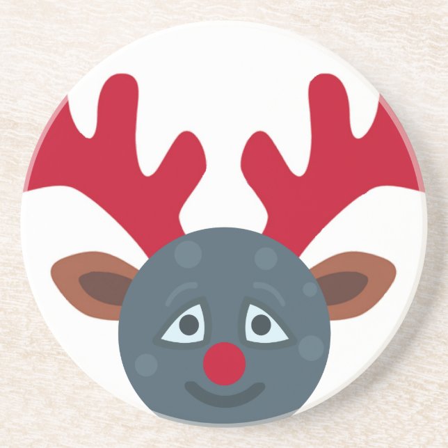 Dessous De Verre En Grès emoji de lune de rennes de noël (Devant)