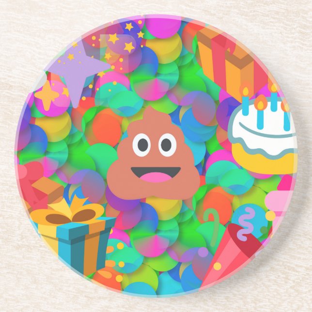 Dessous De Verre En Grès emoji joyeux pod'anniversaire (Devant)