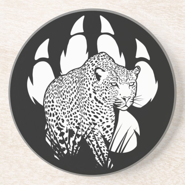 Dessous De Verre En Grès Empreinte de la Panthère noire et blanche Concepti (Devant)