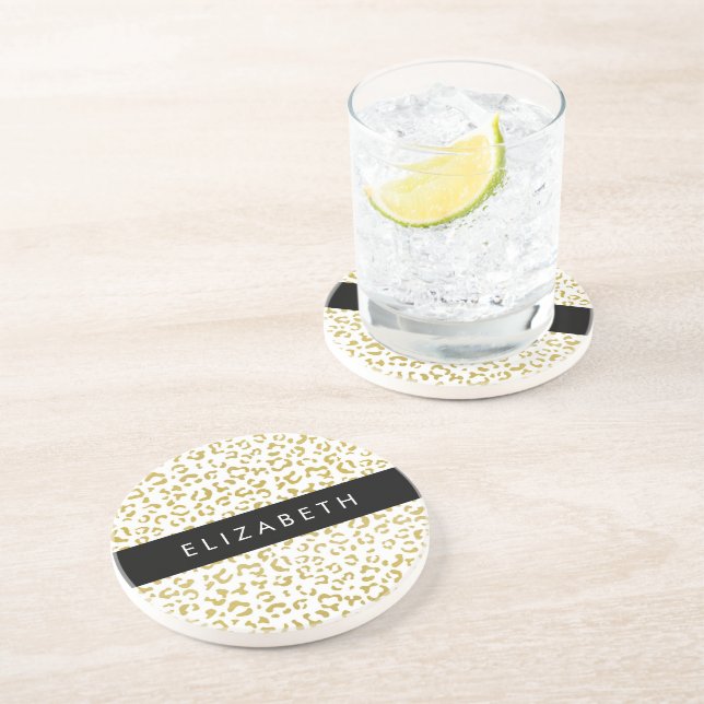 Dessous De Verre En Grès Empreinte de léopard, Leopard d'or, Parties scinti (Côté)