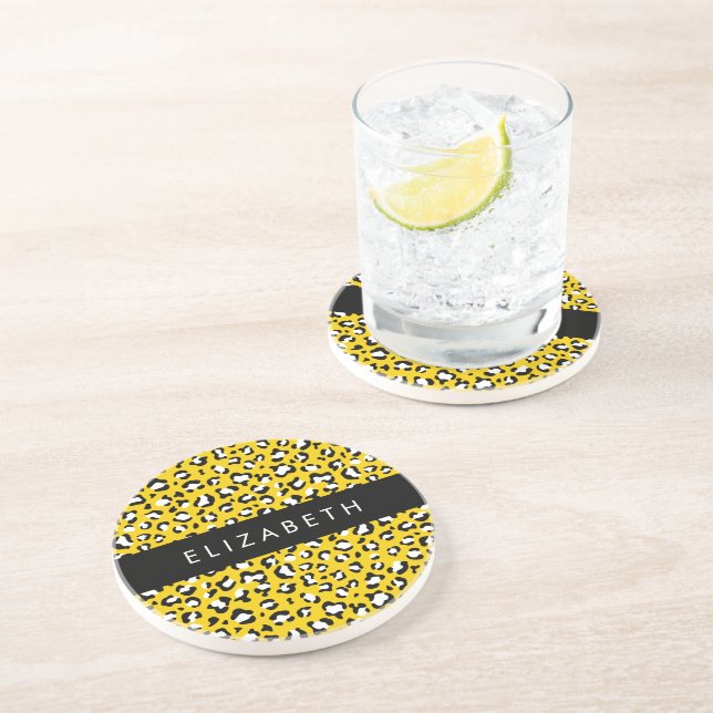 Dessous De Verre En Grès Empreinte de léopard, Spots, Leopard Jaune, Votre  (Côté)