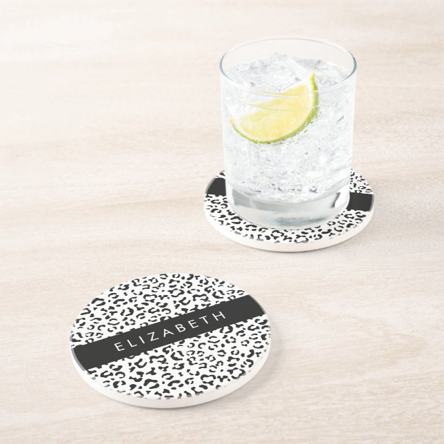 Dessous De Verre En Grès Empreinte de léopard, Spots, Noir Et Blanc, Votre  (Côté)