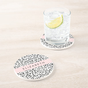 Dessous De Verre En Grès Empreinte de léopard, Spots, Noir Et Blanc, Votre