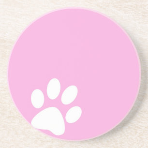 Dessous De Verre En Grès empreinte de patte d'animal rose